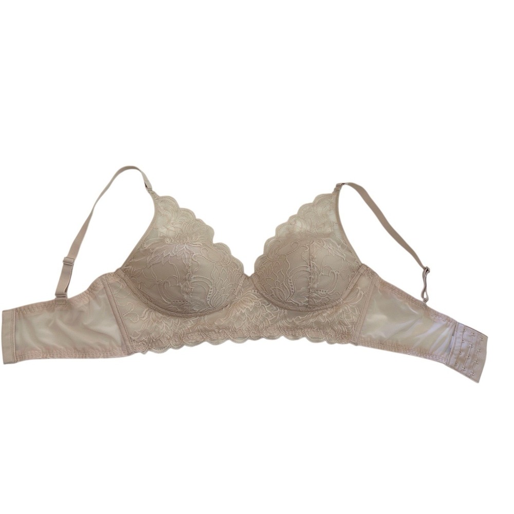 MAIDENFORM BEIGE 36C ROMANTIC SCALLOPED LACE BRA BRALETTE